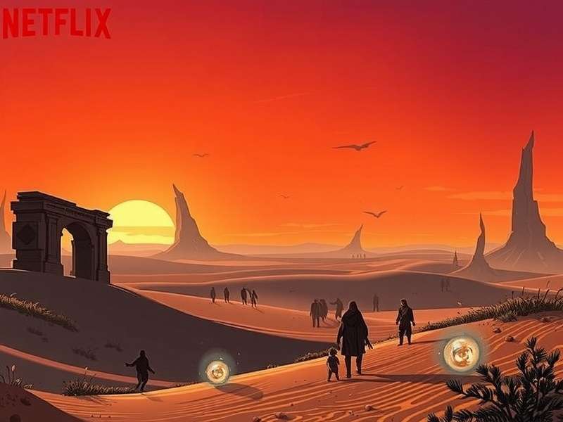 Dune landscape with desert and sun