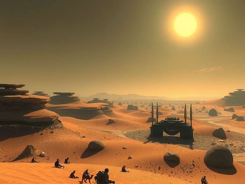 Artwork of Paul Atreides negotiating with Fremen elders inside a sietch