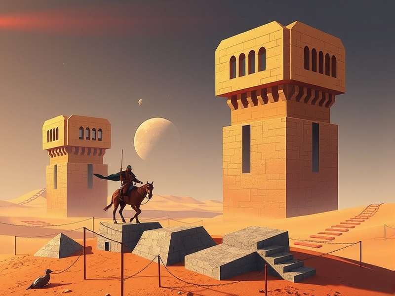 Dune Awakening gameplay screenshot showing vast desert landscape and ornithopter