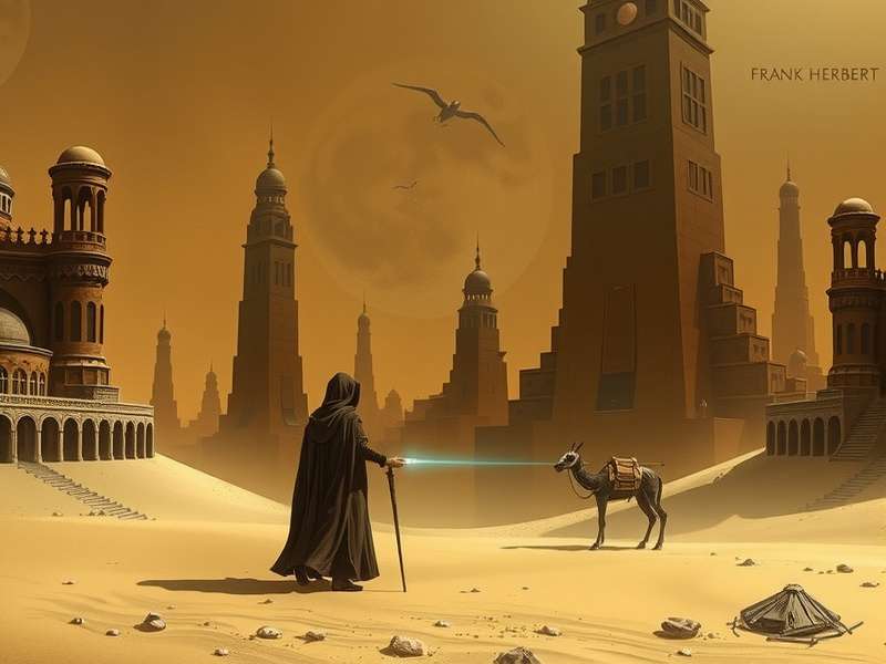 Dune Frank Herbert book cover with desert landscape