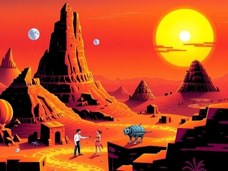 Desert landscape with sand dunes resembling Arrakis from Dune Game 1992