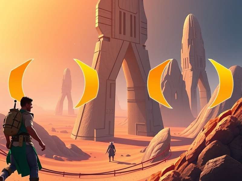 Concept art of the Dune Awards virtual ceremony stage with a giant sandworm trophy