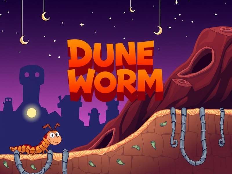 A massive Dune Sandworm erupting from the desert sands of Arrakis