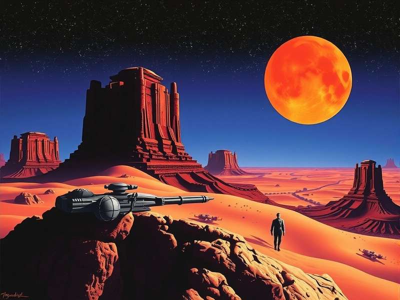 Cover art concept for the Dune 1992 video game soundtrack featuring a sandworm and the planet Arrakis