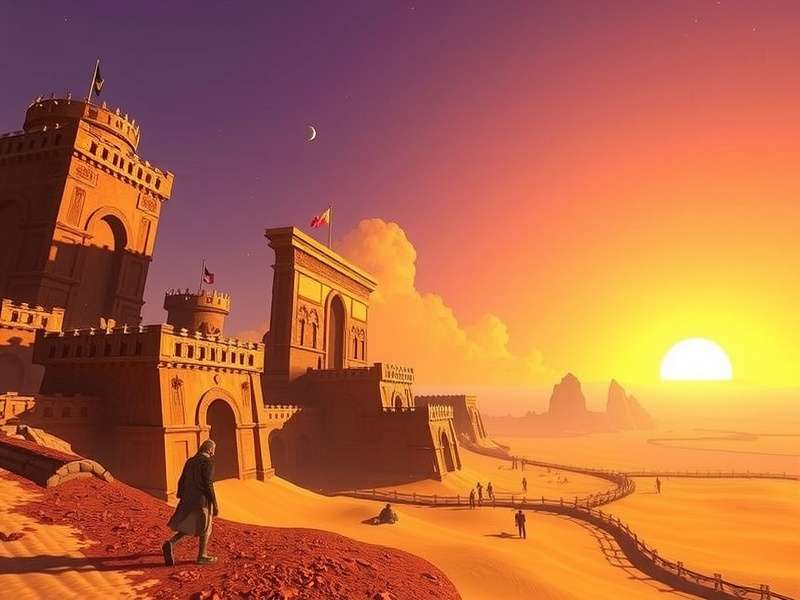 Close-up of a gaming controller with Dune art on screen