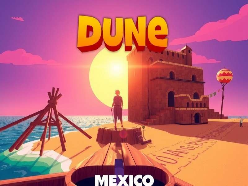 Expansive desert sand dunes under a bright sky, reminiscent of Arrakis