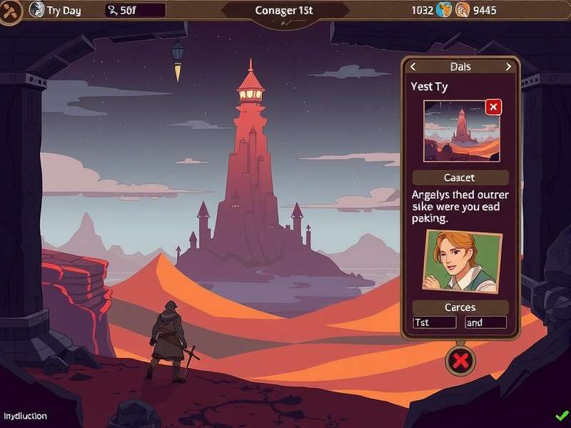 Dune Awakening gameplay screenshot showing a character surveying the vast desert of Arrakis from a rocky outcrop