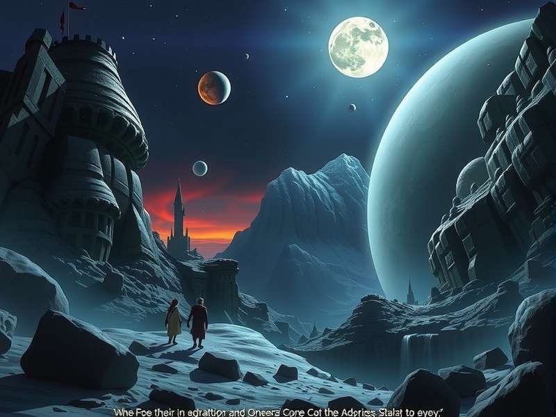 A dramatic desert landscape representing the planet Arrakis from Dune