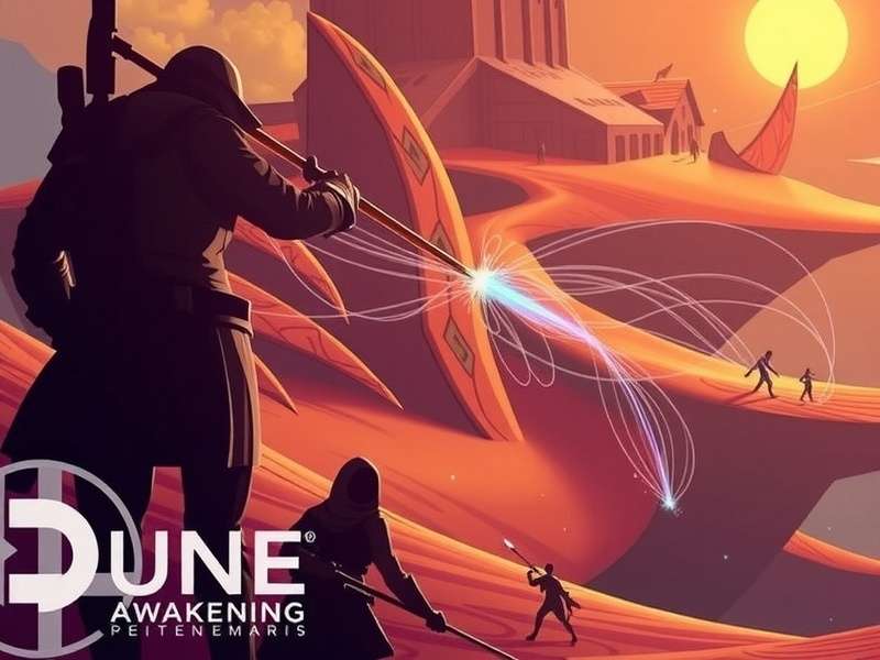 Dune Gameplay Awakening screenshot showing a sandworm and ornithopter over the desert