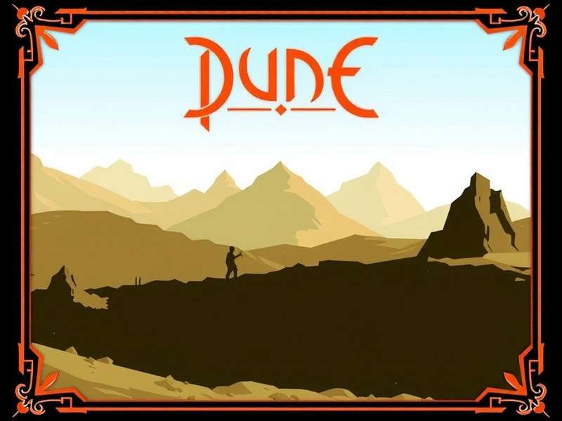 Dune Game desert landscape with massive sand dunes and a distant sandworm
