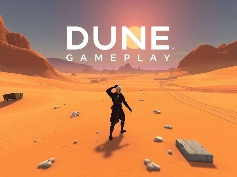 Dune gameplay PC screenshot showing spice fields and ornithopters over the deep desert of Arrakis