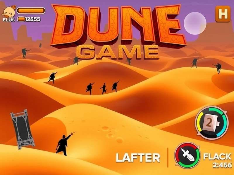Dune Game Arrakis landscape with massive Sandworm emerging from the desert sands