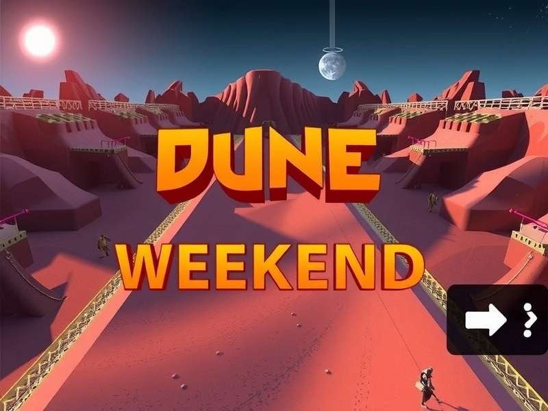 Vast desert landscape of Arrakis with spice harvesters and ornithopters during the Dune Game Free Weekend event