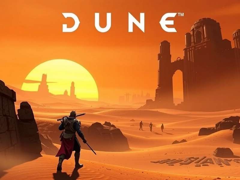 Dune Game Xbox Series X desert landscape concept art showing massive sand dunes and a distant worm